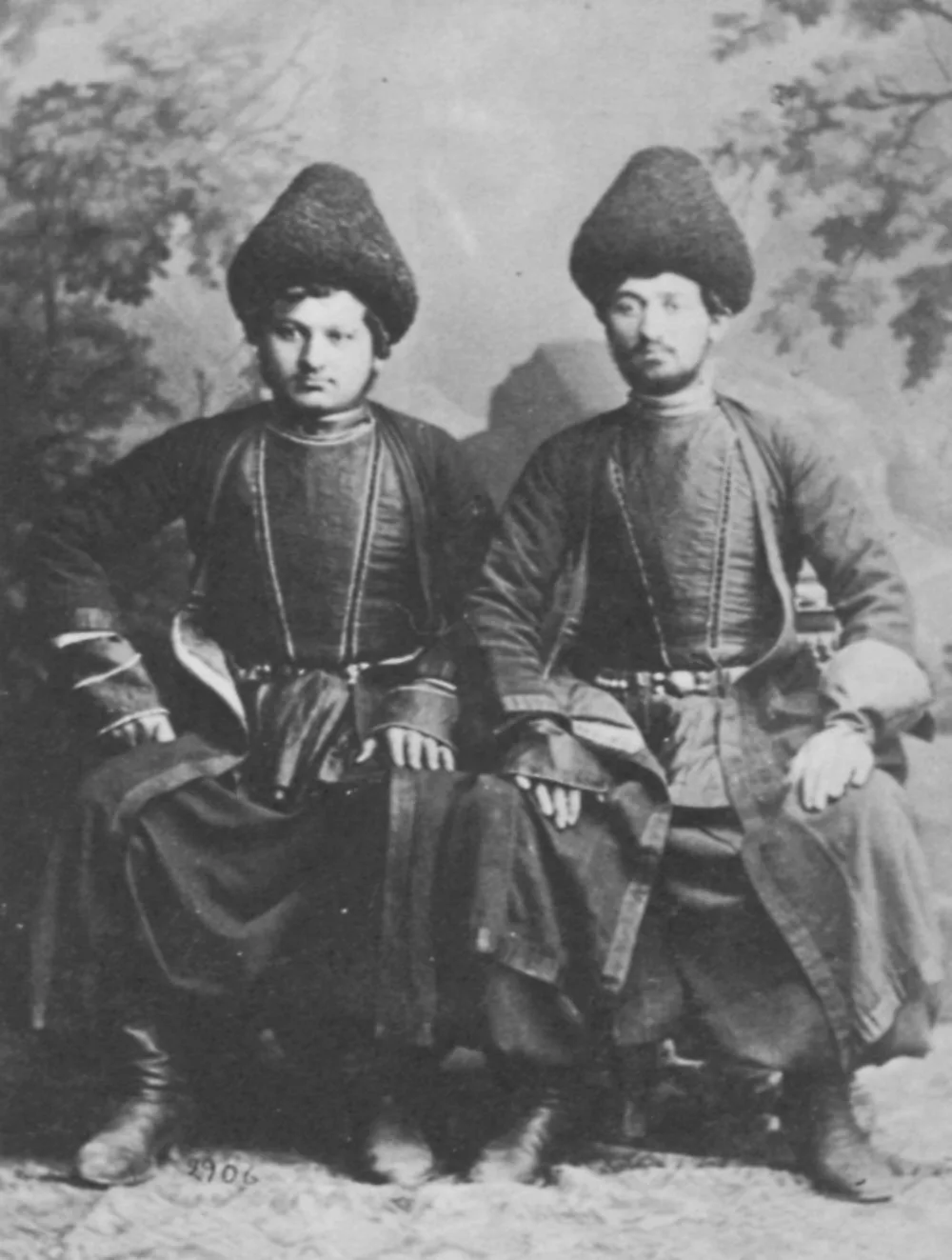 Armenian men from Yerevan in traditional clothing. Historical photograph, Zeno collection.